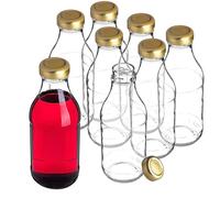 KADAX Bottiglie vuote di vetro 0,33 l con tappo a vite, set di 8 bottiglie di succo, piccole bottiglie da riempire per latte, succhi di frutta, frullati (8 pezzi)