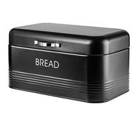 KADAX Box di pane, spazzolato con scatola di pane in acciaio, 30 x 18 x 16 cm, contenitore di pane con coperchio, per una più lunga freschezza del pane, contenitore di conservazione del pane (nero)