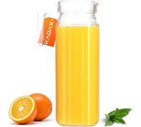 KADAX Brocca da Tavola in Vetro per Bevande Fredde, Caraffa Trasparente con Manico e Beccuccio per Servire Acqua, Succo, Limonata e Sangria (1.1 L)