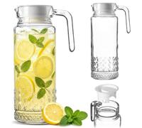 KADAX Brocca in vetro da 1 litro con coperchio e manico, brocca per | Caraffa per acqua, limonata e tè freddo, caraffa d'acqua, brocca per succhi