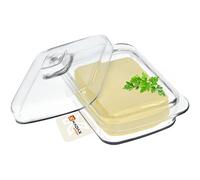 KADAX Burro in vetro, campana rettangolare per burro, ciotola per burro trasparente con coperchio e manico, contenitore per burro, bicchiere per burro, vetro per (rettangolare, 1 pezzo - 16 cm)