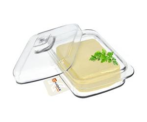 KADAX Burro in Vetro, Campana Rettangolare per Burro, Ciotola per Burro Trasparente con Coperchio e Manico, Contenitore per Burro, Bicchiere per Burro, Vetro per (Rettangolare, 1 Pezzo - 16 cm)