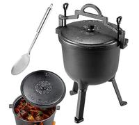 KADAX Caldaia da caccia, in ghisa con piedini, pentola in ghisa, forno olandese per giardino, falò, campeggio, barbecue, pentola con coperchio (7 l con cucchiaio)