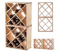 KADAX Cantinetta per vini in legno, 52 x 25,5 x 104 cm, Grande portabottiglie per molte bottiglie di vino, supporto rustico per vino, scaffale compatto per bottiglie, Stabile armadietto per vino