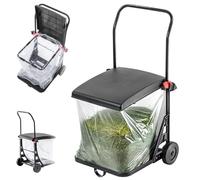 KADAX Carrello per rifiuti da 80 l, cestino per rifiuti con coperchio e rotelle, porta sacco della spazzatura da giardino, bidone della spazzatura in acciaio e plastica, carrello da giardino