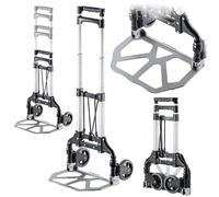 KADAX Carrello Pieghevole in Alluminio con Manico Telescopico - Leggero Multifunzione con Superficie di Carico e 2 Ruote Scorrevoli