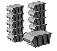 Scatola impilabile KADAX con coperchio, plastica PP, nero, 10 pezzi, 155 x...