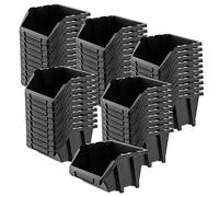 KADAX Cassetta Impilabile da Officina, Piccola Scatola di Smistamento in Plastica PP, per Cuscinetti a Vista, Diverse Dimensioni e Colori (Nero, Set da 50 - 187x158 mm)