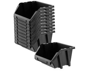 KADAX Cassetta Impilabile da Officina, Piccola Scatola di Smistamento in Plastica PP, Scatola per Cuscinetti a Vista, in Diverse Dimensioni e Colori, Nero, Set da 10 - 272x198 mm