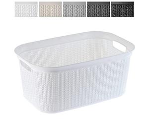 KADAX Cesta Portabiancheria in Plastica per Bagno e Lavanderia, Cesto della Biancheria Sporca, Cestino del Bucato, Porta Biancheria (Bianco, 27 L)