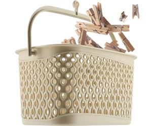 KADAX Cestino Classico per Mollette da Appendere - Cestello per Stendibiancheria con Gancio (Beige)