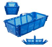 KADAX Cestino da raccolta in plastica, 40 x 18 x 11,5 cm, pieghevole, per fragole, frutta con manico, cestino rettangolare per la raccolta di frutta, colore: blu