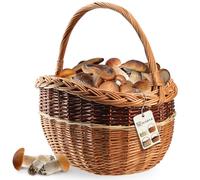 KADAX Cestino di Vimini per Funghi e Spesa - Robusto Cestino da Picnic e Giardino Con Manico - Ovale, Mix, 43 x 30 x 43 cm