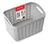 KADAX Cesto di stoccaggio realizzato in plastica, scatola di stoccaggio, cestino, bagno, cucina, cesto universale leggero con manici, contenitori di stoccaggio (1.5L, grigio)