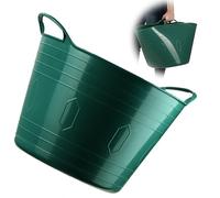 KADAX Cesto in plastica flessibile con manici, cesto portabiancheria, multifunzionale, per giocattoli, multiuso, contenitore rotondo per vestiti, cestino universale (verde, 42 L)