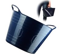 KADAX Cesto in plastica flessibile con maniglie, cesto portabiancheria, cestino per giocattoli multifunzionale, cestino multiuso contenitore rotondo per vestiti, cestino universale (blu navy, 15 l)