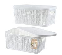 KADAX Cesto portaoggetti con coperchio, 6L, contenitore in plastica, rettangolare, per bagno, cucina, camera dei bambini, cestino portaoggetti