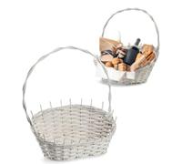 KADAX Cesto regalo universale, in vimini di alta qualità, cestino per bottiglie, cestino per caramelle, cestino intrecciato, cestino per presentazioni (bianco, piccolo)