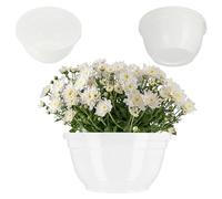 KADAX Ciotola fatta di plastica, ciotola di fiori rotondi, fioriere resistenti alle intemperie per l'esterno, guscio tomba, guscio a sfera leggera per fiori, ciotole di pianta (⌀ 20 cm, bianco)
