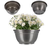 KADAX Ciotola fatta di plastica, ciotola di fiori rotondi, fioriere resistenti alle intemperie per l'esterno, guscio tomba, guscio a sfera leggera per fiori, guscio di pianta (⌀ 22,5 cm, grafite)
