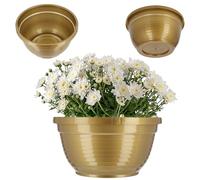KADAX Ciotola fatta di plastica, ciotola di fiori rotondi, fioriere resistenti alle intemperie per l'esterno, guscio tomba, guscio a sfera leggera per fiori, ciotole di pianta (⌀ 20 cm, oro)