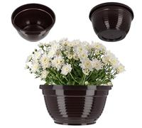 KADAX Ciotola fatta di plastica, ciotola di fiori rotondi, fioriere resistenti alle intemperie per l'esterno, guscio tomba, guscio a sfera leggera per fiori, guscio di pianta (⌀ 20 cm, marrone)