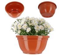 KADAX Ciotola fatta di plastica, ciotola di fiori rotondi, fioriere resistenti alle intemperie per l'esterno, guscio tomba, guscio a sfera leggera per fiori, ciotole di pianta (⌀ 20 cm, terracotta)