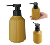 KADAX Comodo dispenser di sapone in ceramica, dosatore per sapone, dispenser con pompa in plastica, dispenser per lozioni, dispenser per sapone liquido, dispenser per shampoo (giallo)