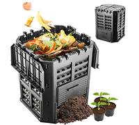 KADAX Compost, Sistema di compostaggio Nero, composti di plastica, Compost Termico Resistente al Clima con Coperchio Pieghevole (360L)