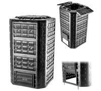 KADAX Compostiera modulare per rifiuti da giardino, compostiera da giardino in plastica, contenitore per compost con ventilazione e irrigazione, contenitore per compost, compostiera rapida (nero 1250L