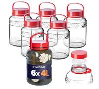 KADAX confezione da 6 Vasetto per cetrioli con coperchio, vasetto per conserve, conservazione ermetica, palloncino di vetro, vetro universale, vasetto per cetrioli, conservazione, barattolo per la con