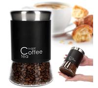 KADAX Contenitore di vetro, contenitore per caffè, tè a foglie, contenitore per caffè, contenitore da tè, contenitore di zucchero, fermate fresche, dosi di conservazione (1000 ml, nero)
