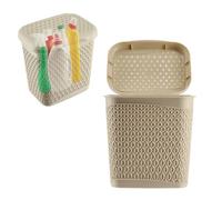 KADAX Contenitore per detersivi, contenitore per detersivo con coperchio, secchio per detergenti, contenitore in plastica (beige)