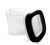 KADAX Contenitore trasparente in plastica, ermetico con coperchio, per farina, cereali, zucchero e pasta (600 ml, nero)