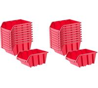 KADAX Contenitori Impilabili Per Pannello Porta Attrezzi da Parete, Cassette di Plastica per Minuteria, Scatole per Officina e Garage (10: Rosso, 195 x 120 mm) (Confezione da 2)