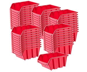 KADAX Contenitori Impilabili Per Pannello Porta Attrezzi da Parete, Cassette di Plastica per Minuteria, Scatole per Officina e Garage (50: Rosso, 390 x 240 mm)