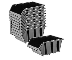 KADAX Contenitori Impilabili Per Pannello Porta Attrezzi da Parete, Cassette di Plastica per Minuteria, Scatole per Officina e Garage (10: Nero, 155 x 100 mm)