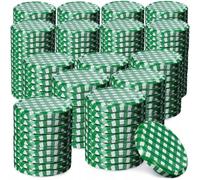 KADAX Coperchio a vite fi82 mm, per barattoli, 200 pezzi, verde a quadretti