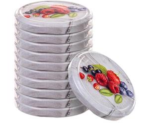 KADAX Coperchio a vite fi82 mm x 10 pz, set di coperchi twist-off in metallo, coperchi di ricambio per barattoli da conserva, con 6 denti di chiusura per vasetti e barattoli (frutti di bosco ver.2)