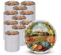 KADAX Coperchio a vite fi82 mm x 100pz, Set di coperchi Twist-Off in metallo, Coperchi di ricambio per barattoli per conserve (Gemüsefeld, 100 pezzi)