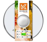 KADAX Coperchio in Vetro 22 cm - Manico Argento - Pentole e Padelle Universale - Controllo Cottura senza Perdita di Calore