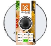 KADAX coperchio in vetro, coperchio per pentola Ø28 cm, resistente al calore, con foro per il vapore e manico in plastica, coperchio universale per pentole e padelle, visibilità chiara, chiusura erme