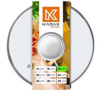 KADAX coperchio in vetro termoresistente Salerno 18 cm - manico argento - per coperchio pentola e padella per cucinare ogni giorno - foro vapore integrato per meno traboccamenti e schizzi
