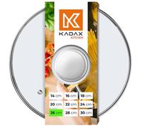 KADAX Coperchio Universale in Vetro - Manico Argento 26 cm - per Pentole e Padelle - Resistente al Calore