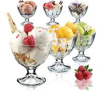 KADAX Coppe da Gelato in Vetro Trasparente, Coppette Riutilizzabili per Gelati di Frutta Fresca, Bicchieri da Dessert con Piedi (Set di 6, 300 ml)