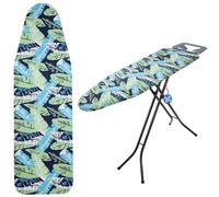 KADAX Copriasse da stiro con coulisse, copriasse da stiro in cotone, rivestimento per asse da stiro per ferro da stiro a vapore, copriasse da stiro di ricambio con imbottitura in spugna (Foglie 132x48