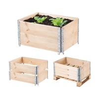 KADAX Cornice per Pallet in Legno, Impilabile, per Giardino, Aiuole Rialzate, Fioriere, Aiuole Vegetali ed Erbe Aromatiche (Set da 2 Pezzi, 80 x 60 x 22,5 cm)