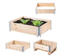 KADAX Cornice per Pallet in Legno Impilabile - Telaio per Giardino, Aiuole Rialzate, Fioriere, Erbe Aromatiche (80 x 60 x 22,5 cm)
