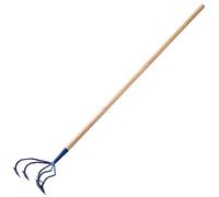 Kadax Cultivatore a mano in metallo, coltivatore con un lungo gambo in legno, robusto coltivatore, artiglio da giardino, zappa da giardino per allentarsi il pavimento (con 5 scale)