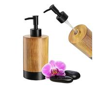 KADAX Dispenser di sapone da 350 ml, effetto legno, dosatore per sapone in plastica, erogatore per bagno e WC, dispenser per sapone liquido (legno nero)